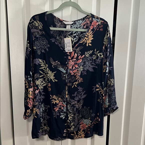 Christopher & Banks Navy Floral Tunic - Picture 1 of 3
